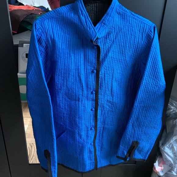 100% Raw Silk Reversible Blue/Black Jacket -New - Picture 7 of 7